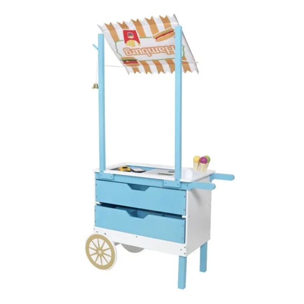 Toneta pe roti pentru inghetata, 2 sertare, accesorii incluse, roti mobile, 68x31.5x118 cm, mdf - imagine 3