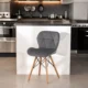 Scaun bucatarie, stil scandinav, tapiterie catifea gri, cadru lemn - imagine 6