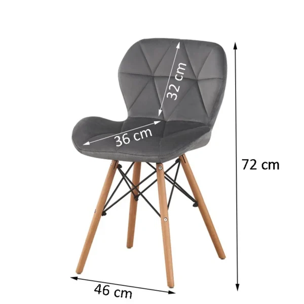 Scaun bucatarie, stil scandinav, tapiterie catifea gri, cadru lemn - imagine 7