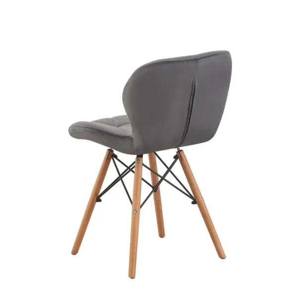 Scaun bucatarie, stil scandinav, tapiterie catifea gri, cadru lemn - imagine 9
