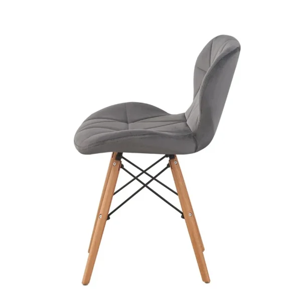 Scaun bucatarie, stil scandinav, tapiterie catifea gri, cadru lemn - imagine 8