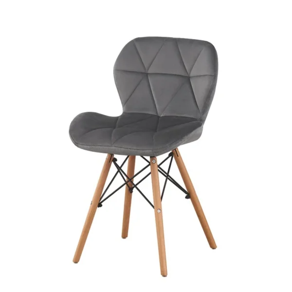 Scaun bucatarie, stil scandinav, tapiterie catifea gri, cadru lemn - imagine 1