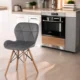 Scaun bucatarie, stil scandinav, tapiterie catifea gri, cadru lemn - imagine 4