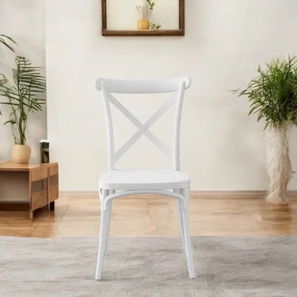 Scaun de bucatarie, stil clasic, inaltime 88 cm, latime 43 cm, alb - imagine 3