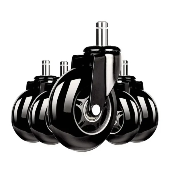 Set 5 roti universale pentru scaune de gaming/birou, silicon, 3 inch, negru Set 5 roti universale pentru scaune de gaming/birou, silicon, 3 inch, negru - imagine 1