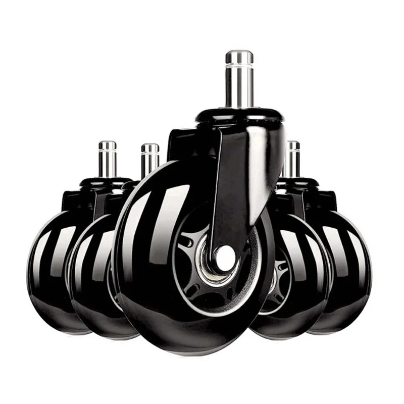Set 5 roti universale pentru scaune de gaming/birou, silicon, 3 inch, negru Set 5 roti universale pentru scaune de gaming/birou, silicon, 3 inch, negru - imagine 1