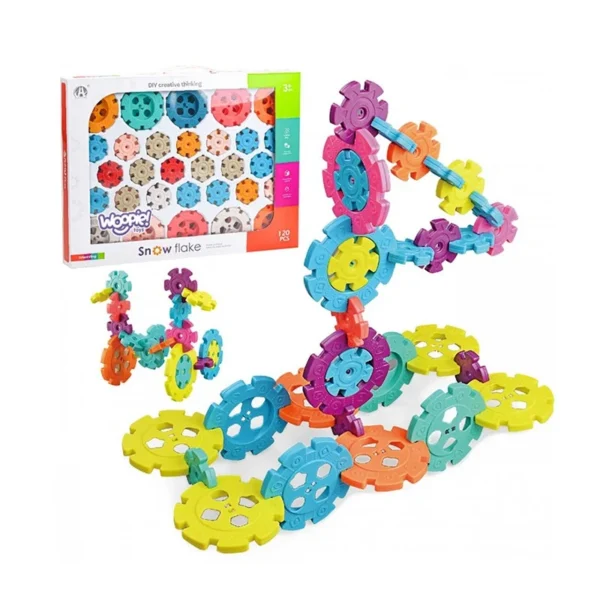 Set de constructie fulgi de zapada, 120 elemente diferite dimensiuni, multicolor - imagine 1