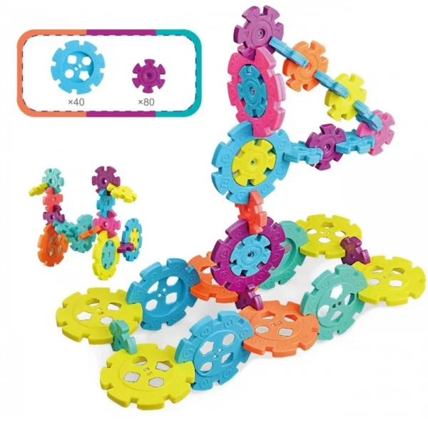 Set de constructie fulgi de zapada, 120 elemente diferite dimensiuni, multicolor - imagine 2