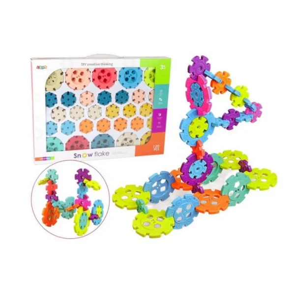 Set de constructie fulgi de zapada, 120 elemente diferite dimensiuni, multicolor - imagine 5