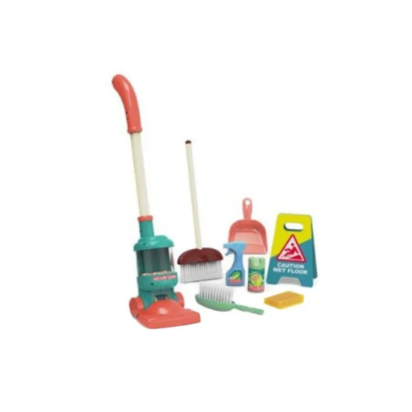 Set de curatenie pentru copii, 8 piese, aspirator, perii, racleta, lopatica, multicolor - imagine 1