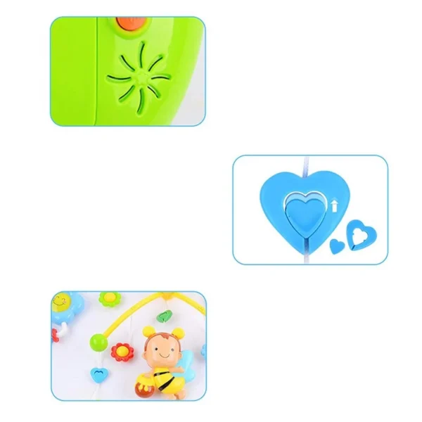 Carusel muzical pentru patut, rotativ, timer, 3 moduri muzicale, figurine albinute multicolor - imagine 15