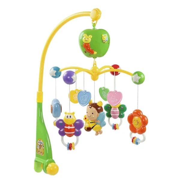 Carusel muzical pentru patut, rotativ, timer, 3 moduri muzicale, figurine albinute multicolor - imagine 16