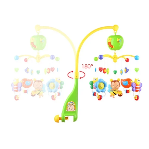 Carusel muzical pentru patut, rotativ, timer, 3 moduri muzicale, figurine albinute multicolor - imagine 11