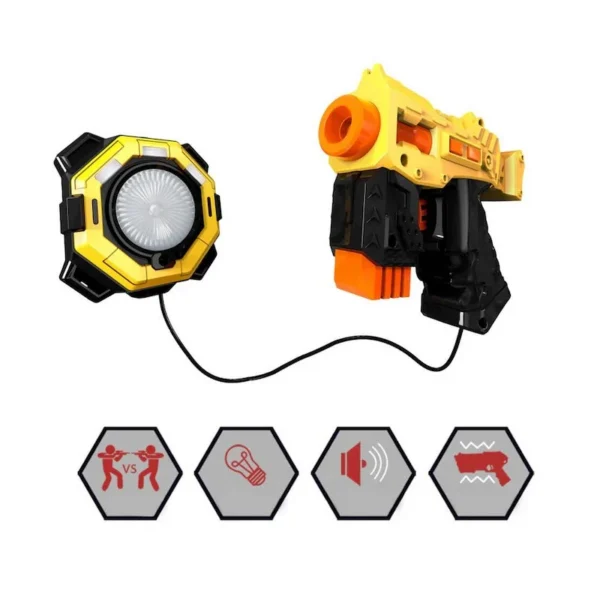 Set 2 arme de jucarie laser tag, efecte luminoase si sunete, baterii, 3 ani+ - imagine 5
