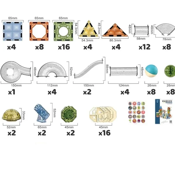 Set magnetic constructie 3d, circuit luminos interactiv steam, traseu bile, 105 piese, multicolor - imagine 8