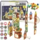 Set magnetic constructie 3d, circuit luminos interactiv steam, traseu bile, 105 piese, multicolor - imagine 5