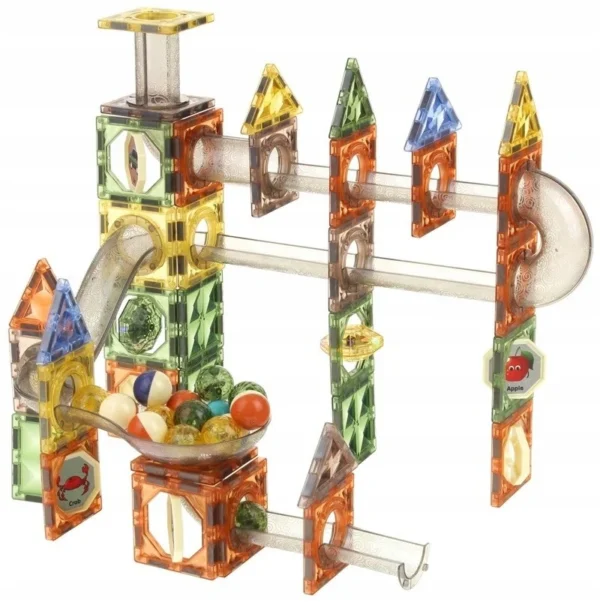 Set magnetic constructie 3d, circuit luminos interactiv steam, traseu bile, 105 piese, multicolor - imagine 9
