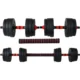 Set haltere si gantere, sarcina 2x10 kg, bara conectare, 12 discuri de diferite greutati, negru/rosu - imagine 4
