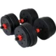Set haltere si gantere, sarcina 2x10 kg, bara conectare, 12 discuri de diferite greutati, negru/rosu - imagine 5