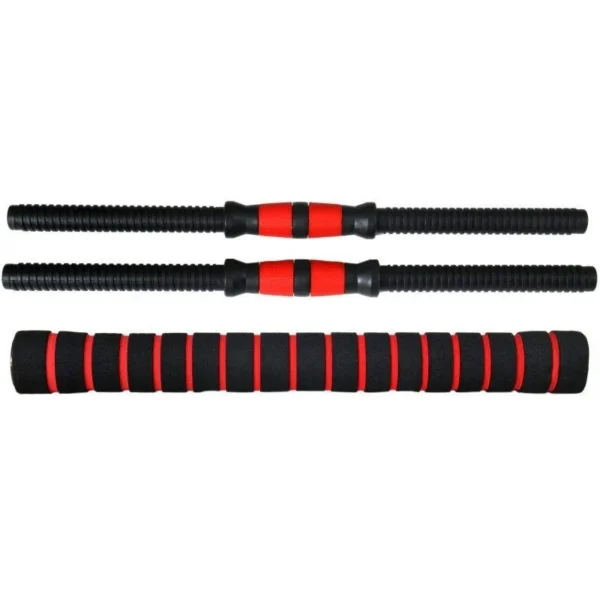 Set haltere si gantere, sarcina 2x10 kg, bara conectare, 12 discuri de diferite greutati, negru/rosu - imagine 7