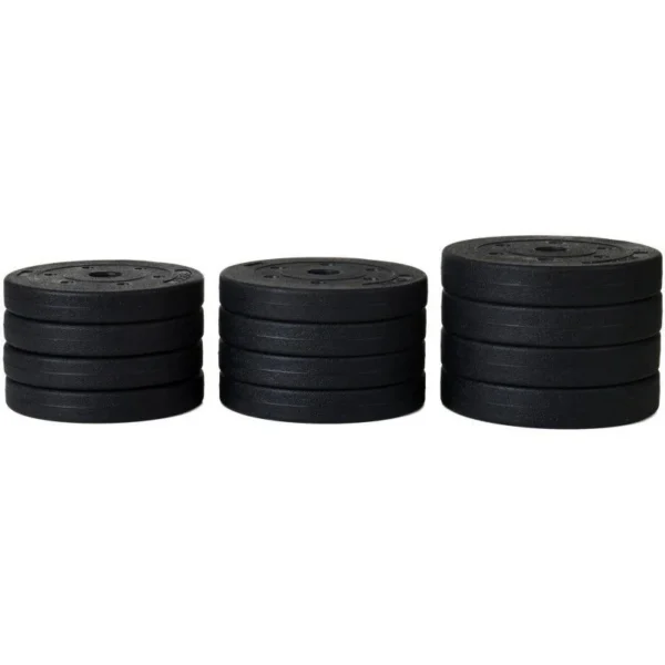 Set haltere si gantere, sarcina 2x10 kg, bara conectare, 12 discuri de diferite greutati, negru/rosu - imagine 9