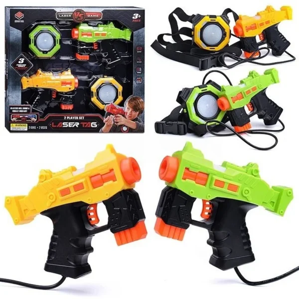 Set 2 arme de jucarie laser tag, efecte luminoase si sunete, baterii, 3 ani+ - imagine 1