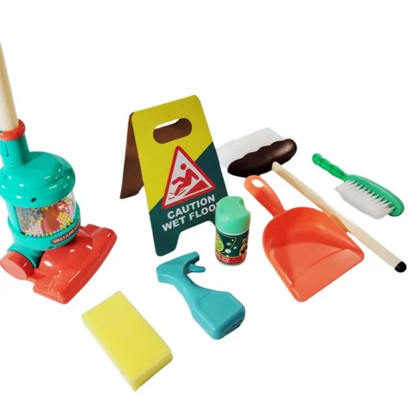 Set de curatenie pentru copii, 8 piese, aspirator, perii, racleta, lopatica, multicolor - imagine 9