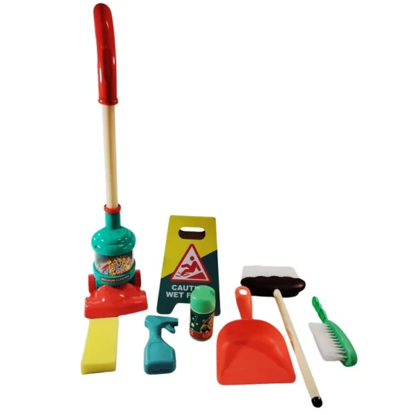 Set de curatenie pentru copii, 8 piese, aspirator, perii, racleta, lopatica, multicolor - imagine 4
