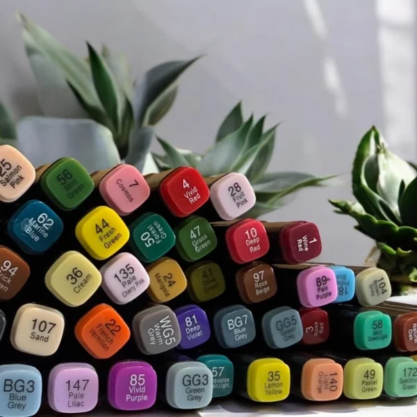 Set 80 markere colorate cu varf dublu, geanta depozitare - imagine 10