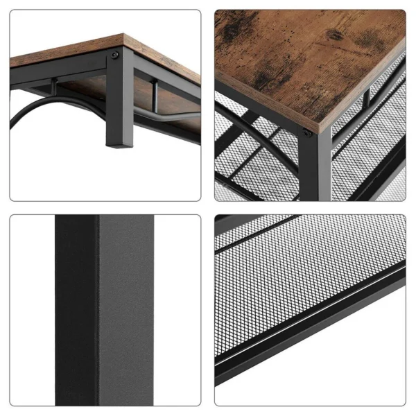 Cuier cu 2 rafturi pentru incaltaminte, Vasagle, banca, pal si metal, negru, 80x30x178.5 cm - imagine 2