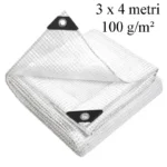 Prelata impermeabila 3x4 m 100g/mp, protectie uv+ si inghet, ochiuri otel 12 mm, transparenta