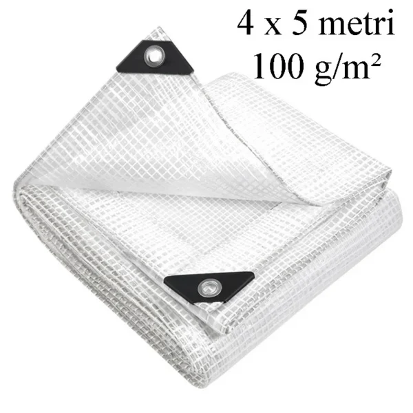 Prelata ranforsata transparenta, 4x5 m 100g/mp, impermeabila, protectie uv+ si inghet - imagine 1