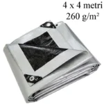 Prelata 4x4 m 260g/mp, inele metalice 12 mm, impermeabila, protectie uv+ si inghet, margini intarite