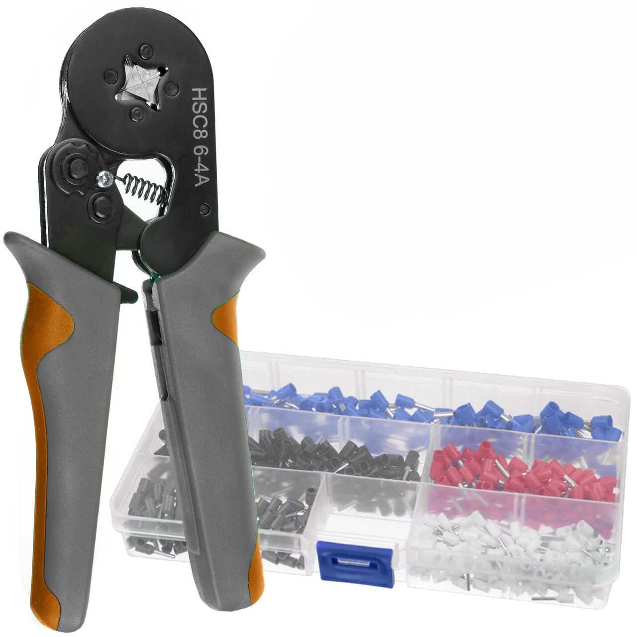 Cleste de sertizare terminale 0.25-10 mm, cu set pini terminali 0.5-2.5×0.8 mm, Bigstren