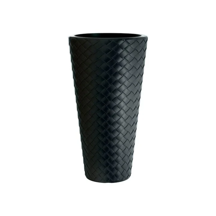 Ghiveci decorativ de flori, Prosperplast, Matuba, inalt, rotund, negru, 40x78 cm Ghiveci decorativ de flori, Prosperplast, Matuba, inalt, rotund, negru, 40x78 cm - imagine 1