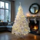 Brad alb artificial iluminat, 195 cm, 360 led-uri alb cald, 936 ramuri dense, suport metalic - imagine 6