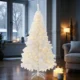 Brad alb artificial iluminat, 195 cm, 360 led-uri alb cald, 936 ramuri dense, suport metalic - imagine 12