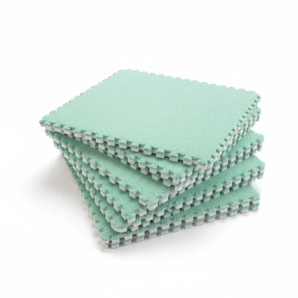 Covor puzzle pufos, 61.5x61.5x1.7 cm, spuma eva, set 2 piese culoare mint green - imagine 13
