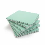 Covor puzzle pufos, 61.5x61.5x1.7 cm, spuma eva, set 2 piese culoare mint green