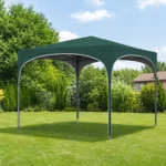 Pavilion pentru gradina/terasa, cadru metalic, material Oxford, cu tarusi, corzi ancorare, geanta, reglabil, verde, 2.95x2.95x2.55 m