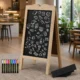 Tabla magnetica cu stergere uscata, afisaj restaurant, neagra, 8 markere, 6 sabloane, 51x42x101 cm
