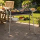 Gratar gradina/camping cu carbuni, portabil, grill dreptunghiular, cu rafturi, structura inox, 96x61x72 cm