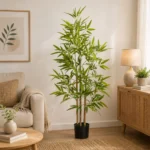 Planta artificiala, bambus cu ghiveci, verde, 15x120 cm