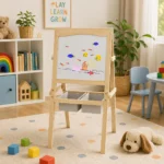 Tabla tip sevalet pentru desen/pictura, cu 2 fete, 3 in 1, 2 compartimente, 58x50.5x109 cm