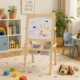 Tabla tip sevalet pentru desen/pictura, cu 2 fete, 3 in 1, 2 compartimente, 58x50.5x109 cm