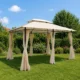 Pavilion/foisor pentru gradina/terasa, cadru metalic, cu perdele, crem, 4x3x2.65 m