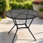 Masa gradina/terasa/balcon pentru exterior, rotunda, metalica, negru, 91x71.5 cm