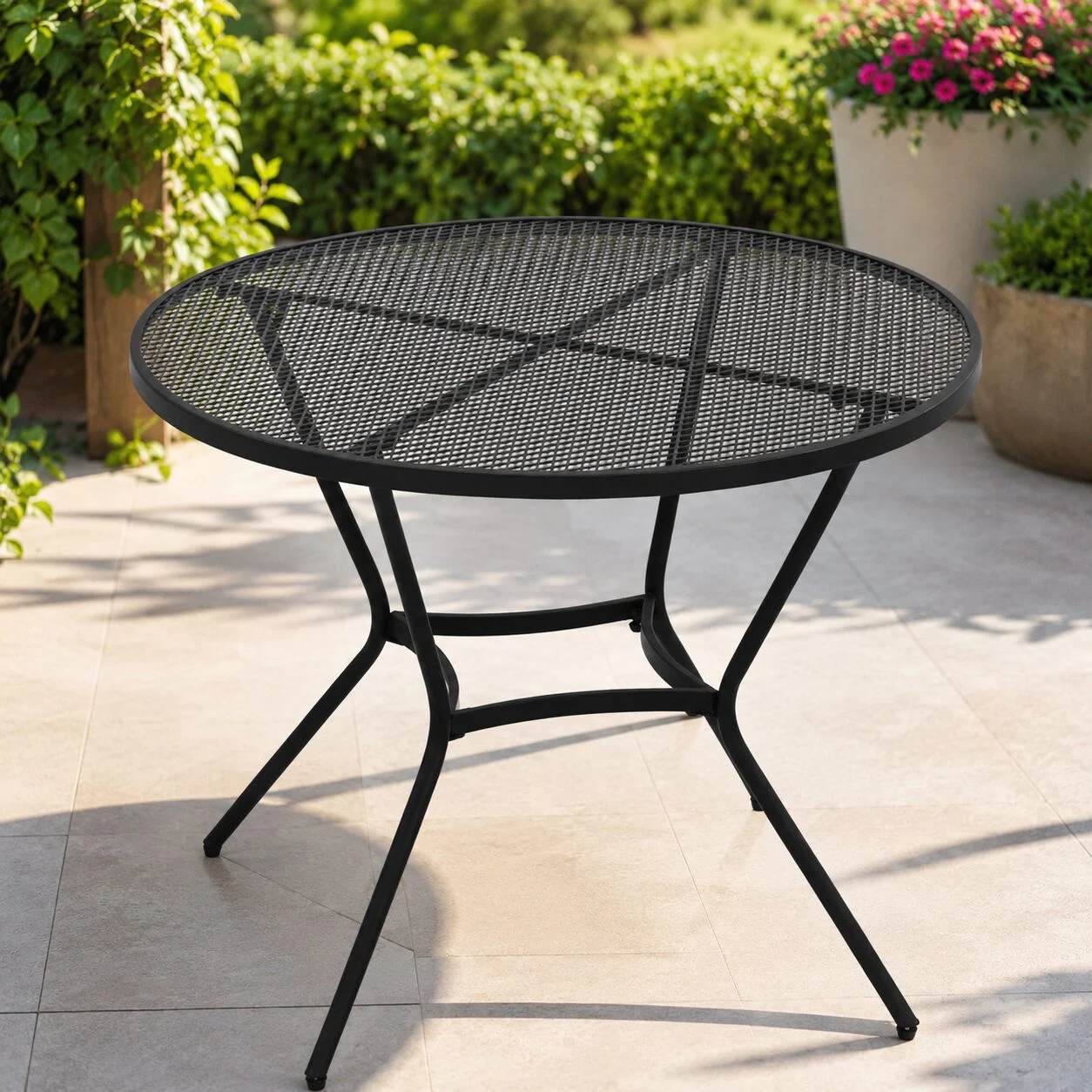 Masa gradina/terasa/balcon pentru exterior, rotunda, metalica, negru, 91x71.5 cm Masa gradina/terasa/balcon pentru exterior, rotunda, metalica, negru, 91x71.5 cm - imagine 1