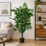 Planta artificiala, ficus cu ghiveci, verde, 135 cm