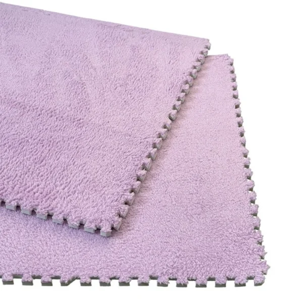 Covor puzzle pufos, 61.5x61.5x1.7 cm, spuma eva, set 2 piese culoare light purple - imagine 7